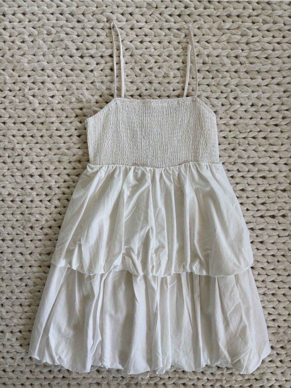 Cottagecore White Smocked Strap Mini Dress